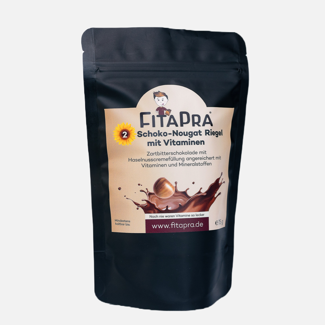 Chocolate praline bar with 10 vitamins